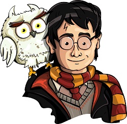 Harry Potter z sowa na ramieniu