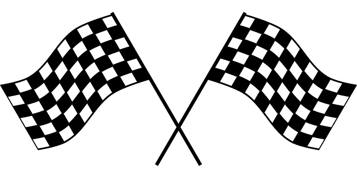 skrzyżowane dwie flagi wyścigowe