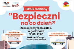Fragmenta plakatu promującego piknik rodzinny "Bezpieczni na codzień"