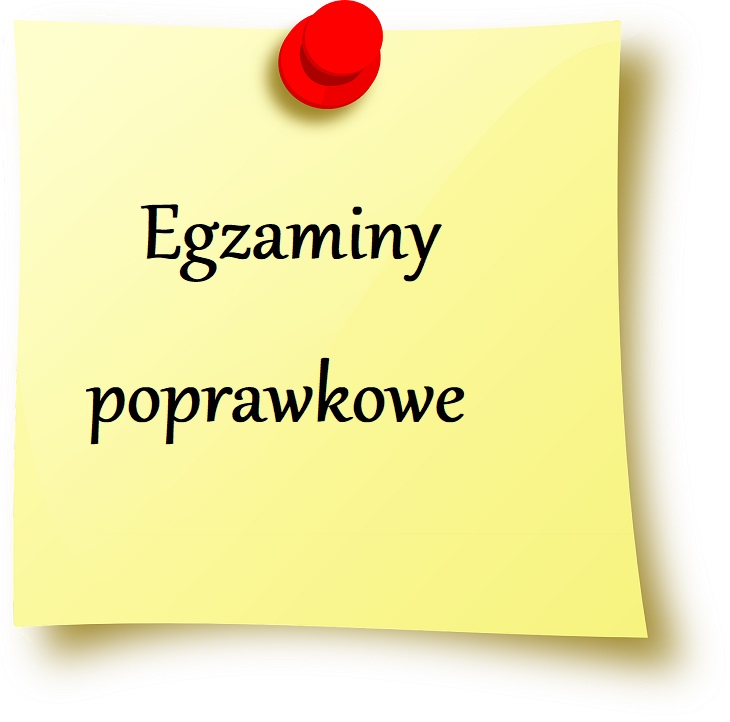 żółta karteczka z napisem egzaminy poprawkowe