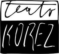 Czarno-białe logo Teatru Korez