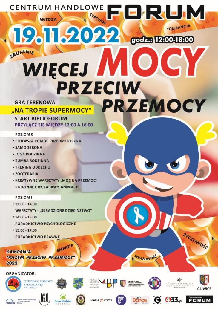 plakat akcji więcej mocy przeciko przemocy