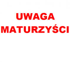czerwony napis uwaga maturzyści na białym tle